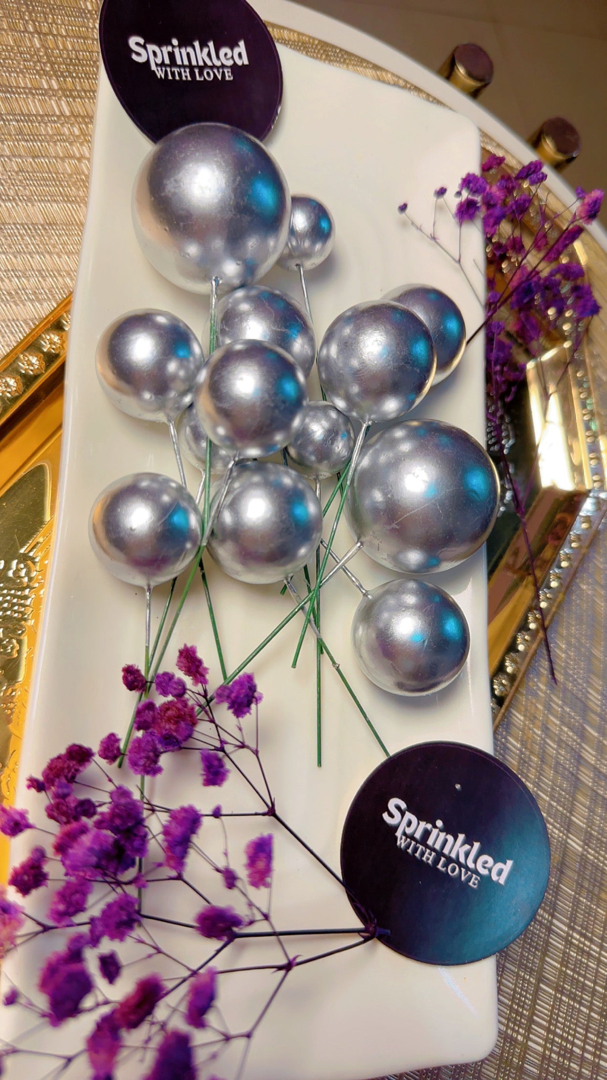 Silver Cake Toppers 20 Pcs