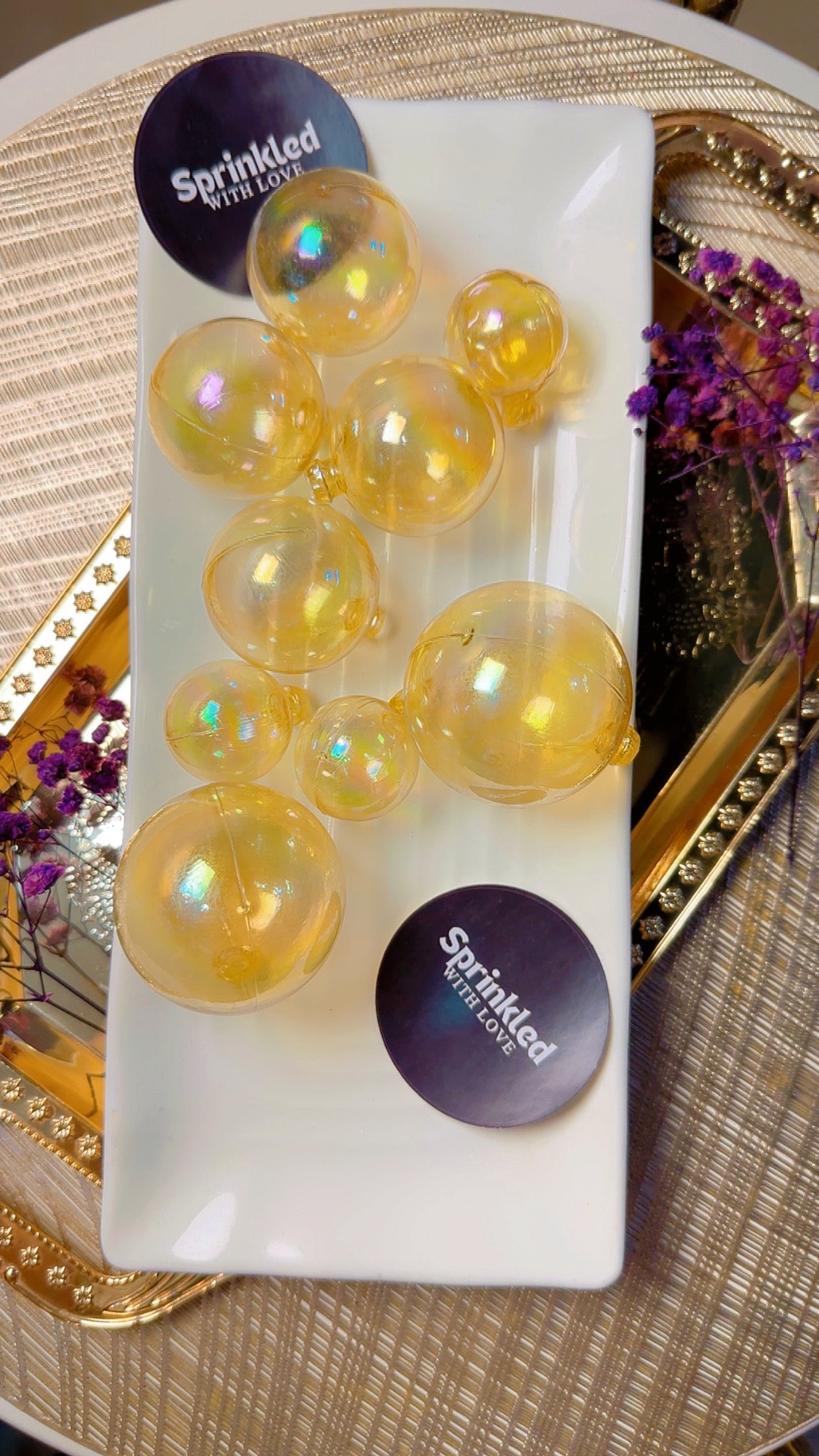 Yellow Cake Ball Toppers 12 pcs