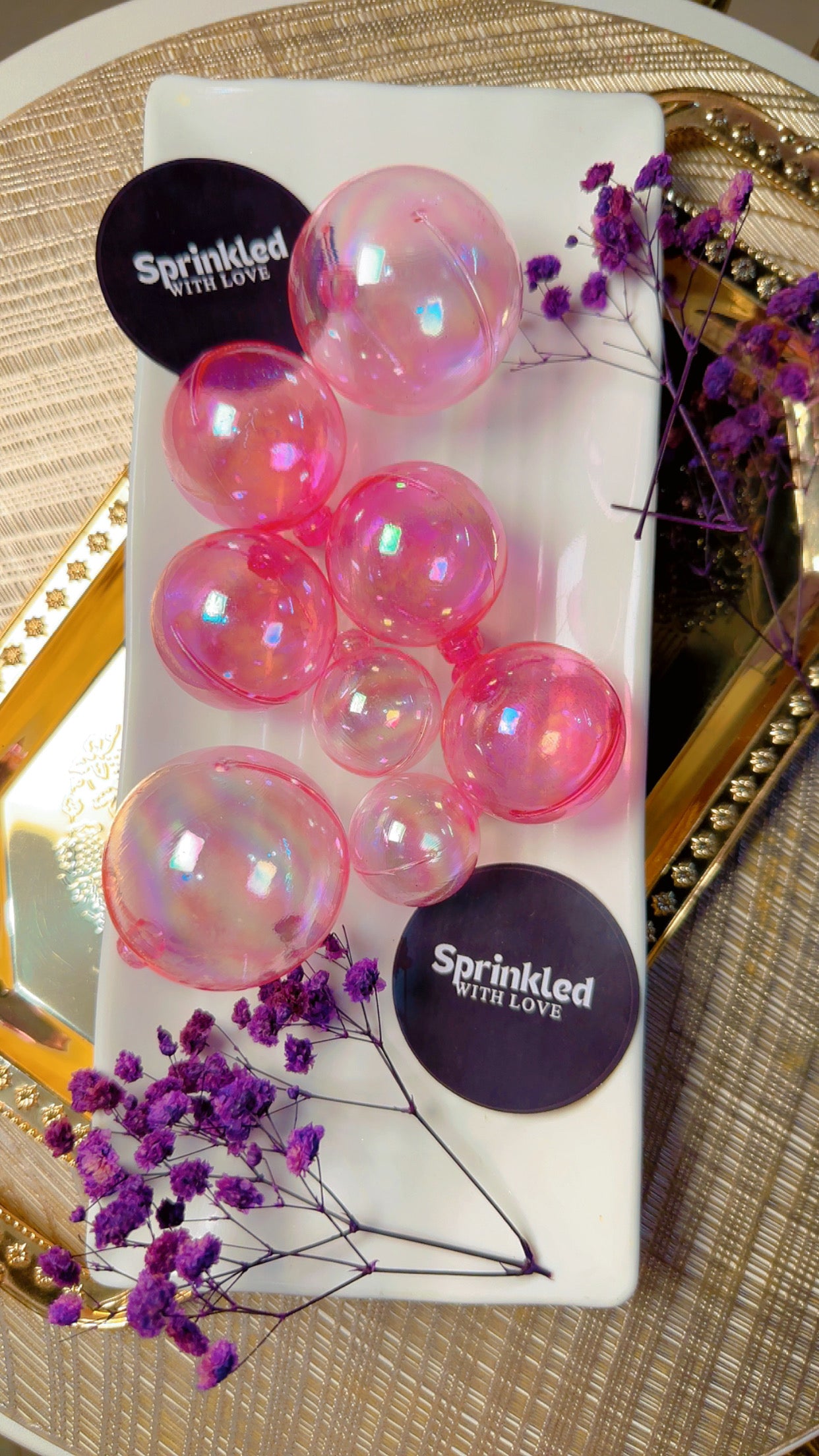 Pink Cake Ball Toppers 12pcs