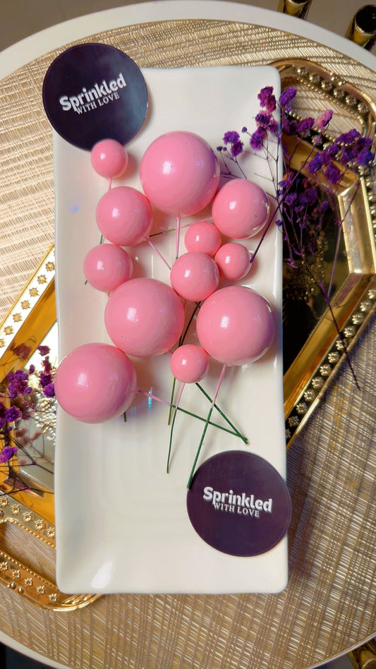 Bubble Pink cake Toppers 20 pcs