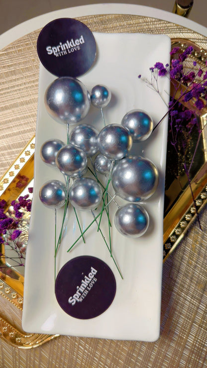 Silver Cake Toppers 20 Pcs