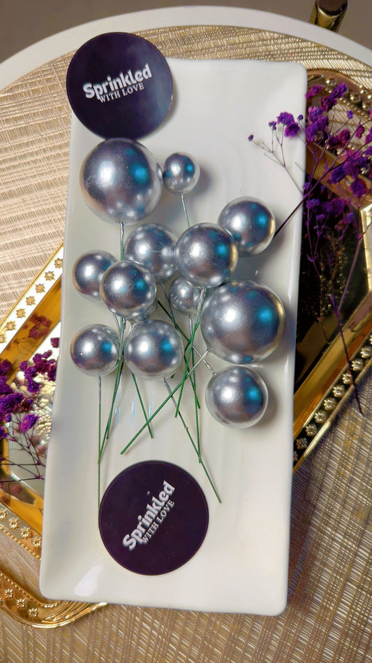 Silver Cake Toppers 20 Pcs